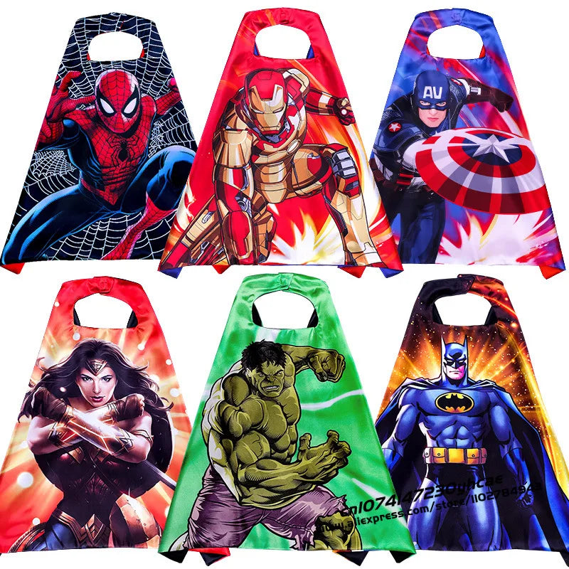 Halloween Super Hero Masquerade Mask Cape Cloak Anime Spider Man Batman Cloak Action Figure Marvel Toys Cosplay Party Gift