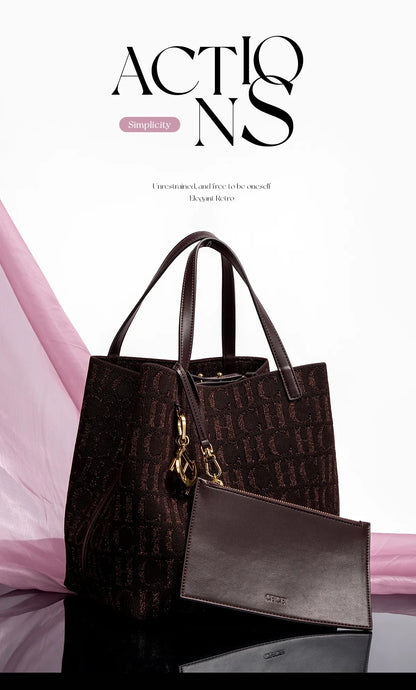 Large Capacity Letter Print Design Pure Colour Ladies Handbag Classic Style Fashion New with Clutch Bag Accessories
