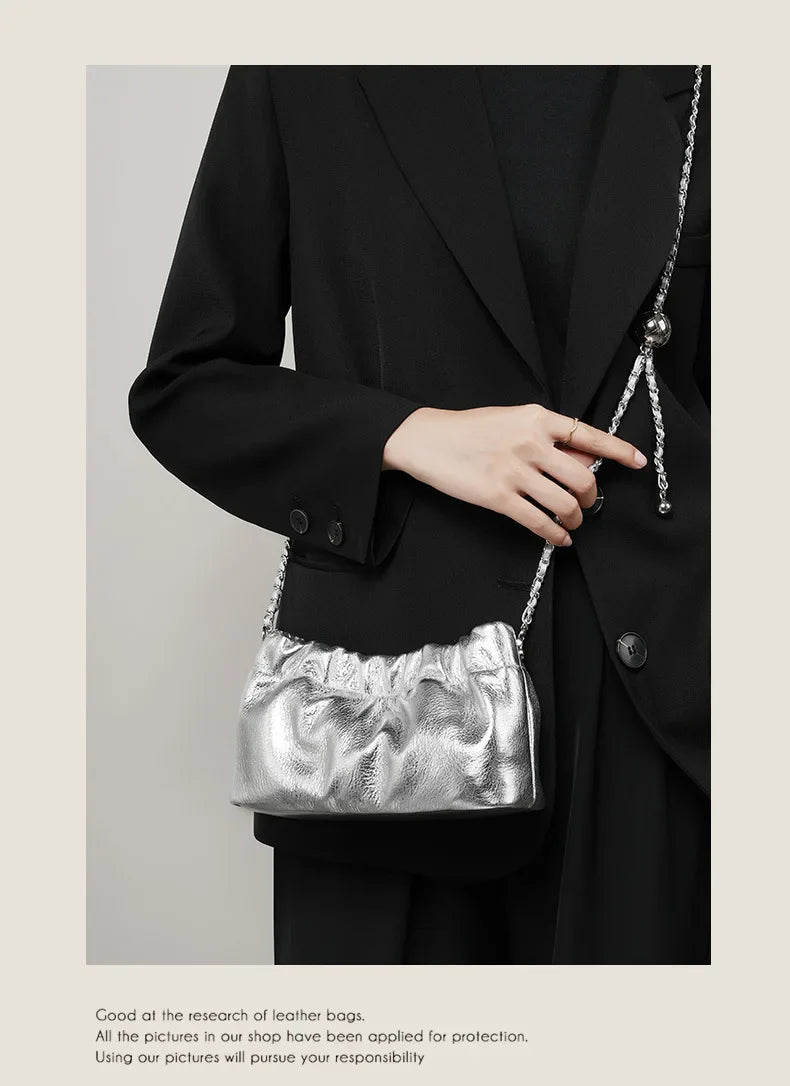 Genuine Leather Women Shoulder Bags Luxury Brand Small Chain Flap Bags for Ladies Handbag Natural Cowskin Female Crossbody Bags