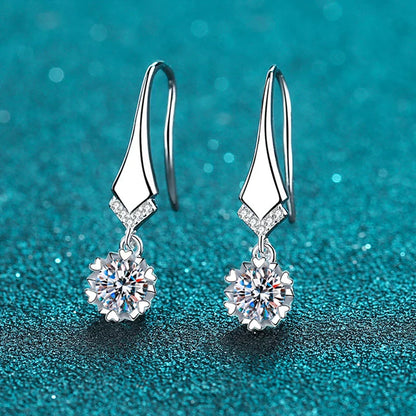 100% Real 0.5-1CT Moissanite Dangle Earring for Women Girls S925 Silver Plated Platinum Diamond Drop Earrings Fine Jewelry