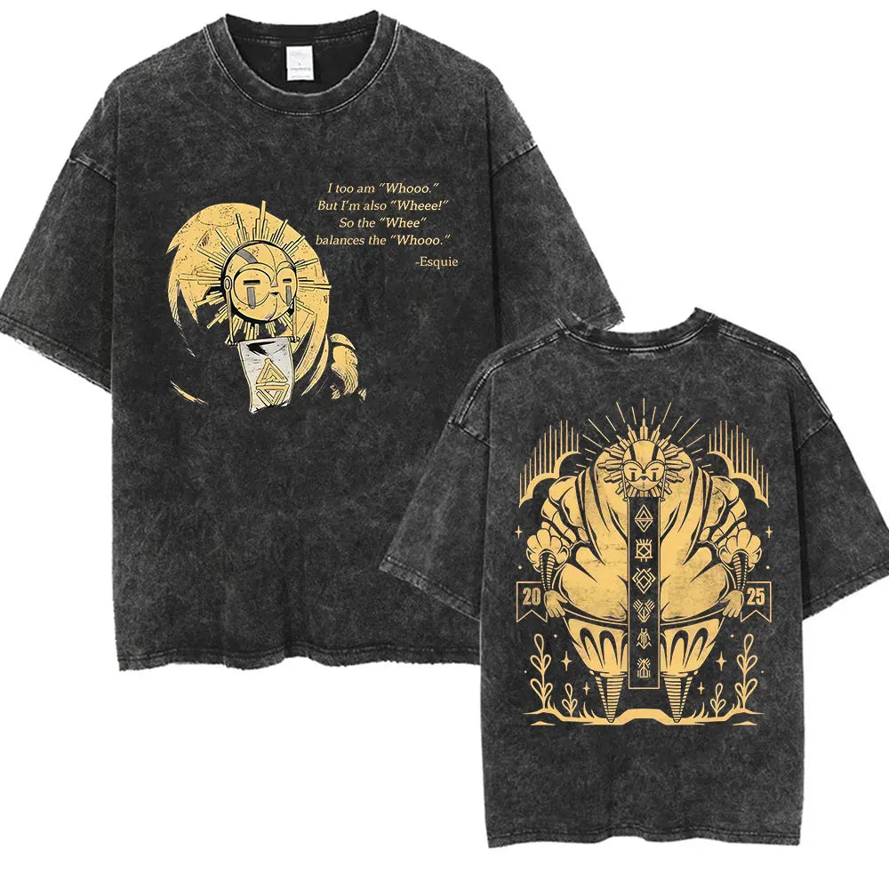 Game Clair Obscur Expédition 33 Vintage Washed T Shirts Men's Women Casual High Quality Oversized Cotton T-shirt Fans Streetwear