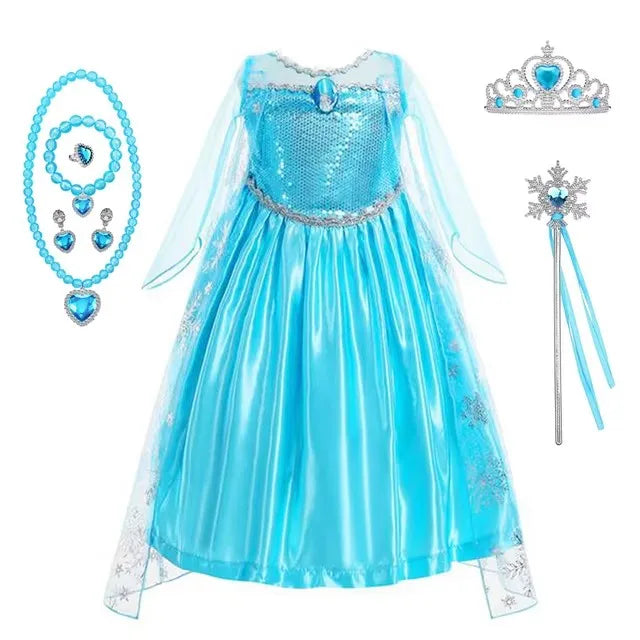 Elsa Dress for Girls Birthday Kids Halloween Carnival Easter Party Dress Up Girls Anna Costume