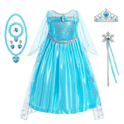 Elsa Dress for Girls Birthday Kids Halloween Carnival Easter Party Dress Up Girls Anna Costume