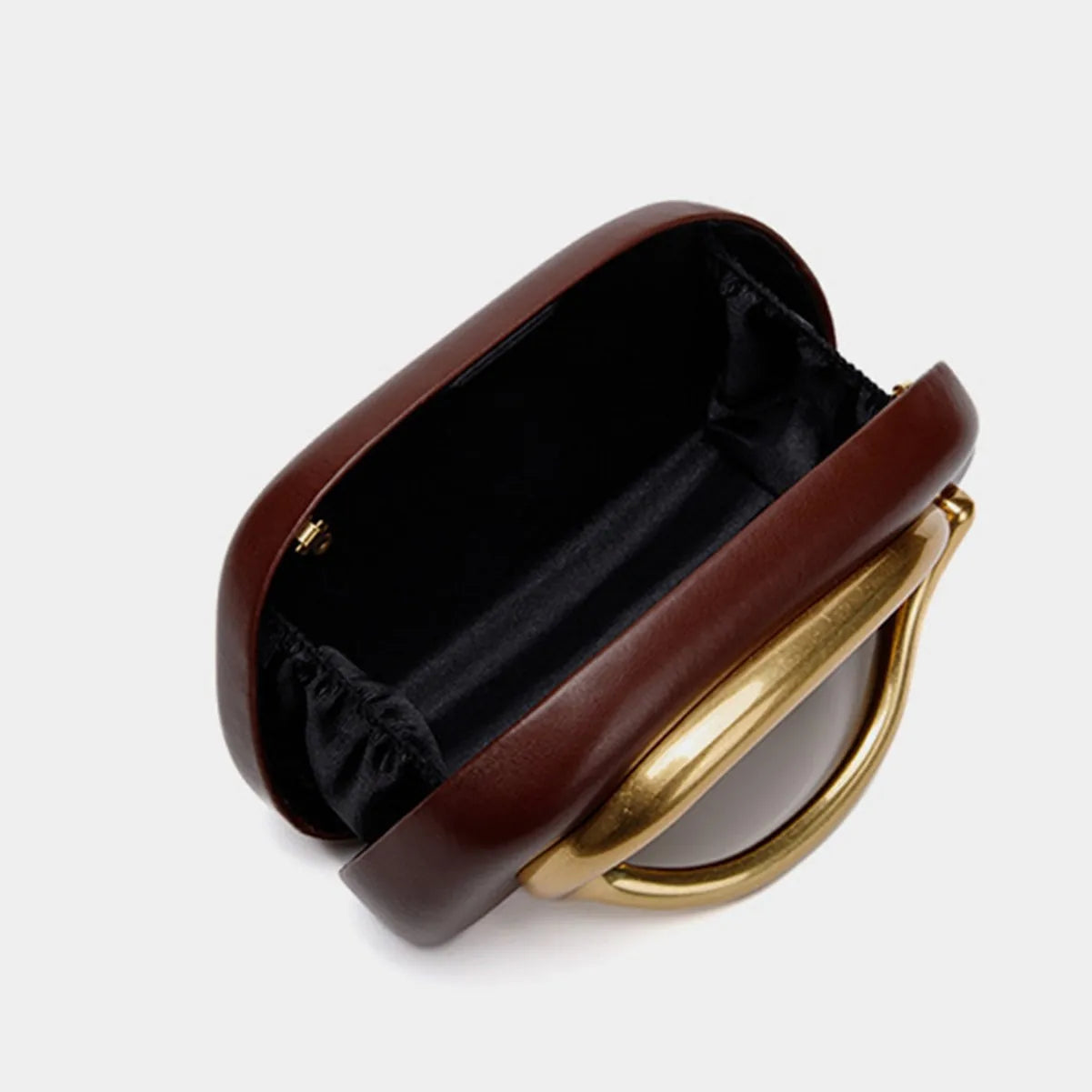 Classic round Box Handheld Dinner Bag Miniature Retro Metal Handle Chain Shoulder Strap Crossbody Bag Street Trend Hard PU Bag