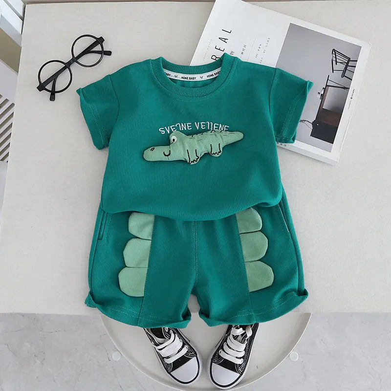Children Clothes Suit Summer Kids Boys Girls 3D Animal T Shirt Shorts 2Pcs/Set Kids Infant Clothes Toddler Sportswear