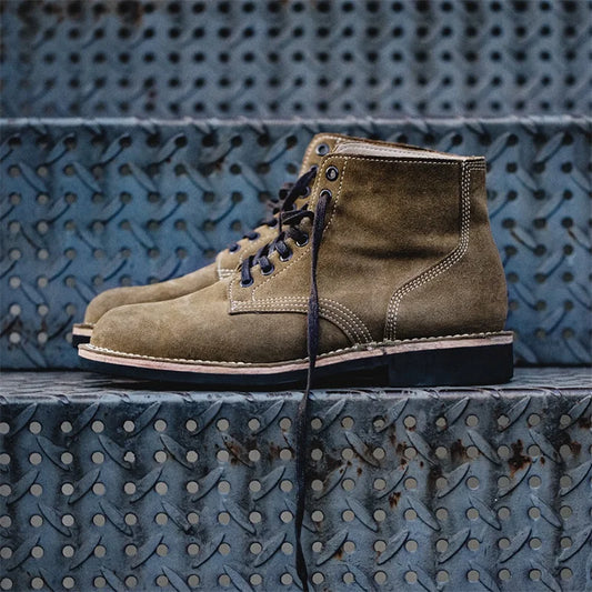 Men's Vintage M43 Split Suede Combat Boots High-Top Desert Boots Round Toe Work Boots for Outdoor Fall and Winter Shoes