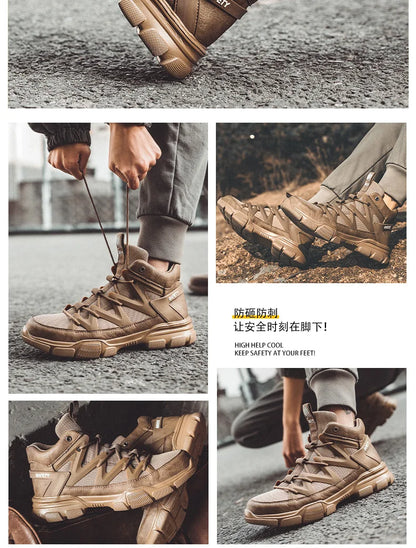 Male Work Boots Indestructible Safety Shoes Men Steel Toe Puncture-Proof Work Sneakers Male Shoes For Adult Work Shoes