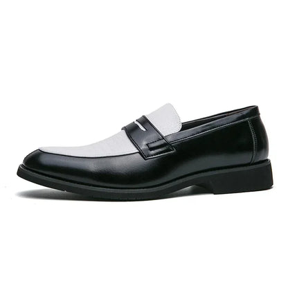 Fashion Color Mixed Mens Party Loafers Black White Business Leather Shoes Luxury Goods Summer New Coffee White Slip-On Shoes