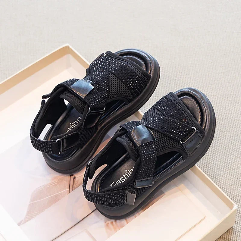 Summer Girls New Sandals Breathable Mesh Children's Causal School Sandals Simple Fashion Kids Beach Platform Sandals Open-toe