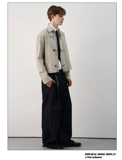 Harajuku Retro Black Gothic High Street Airplane Buckle Jacket for Men and Women Korean Fashion Y2k American Retro Casual Jacket