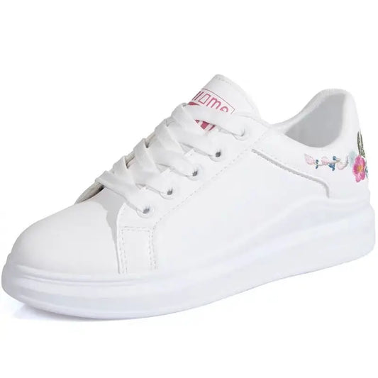 Childs Breathable Leather Panel Shoes Women Solid Color Versatile Kid Shoes Girls Autumn White Shoes Low Top Sports Casual Shoes