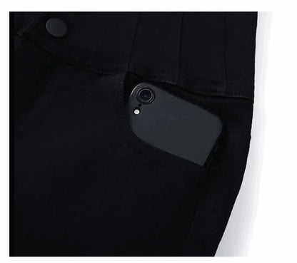 Button Fly Jeans High Waist Front for Women Tummy Control Stretch Denim Black Petite XS - 4XL Dress Pants With Pocket