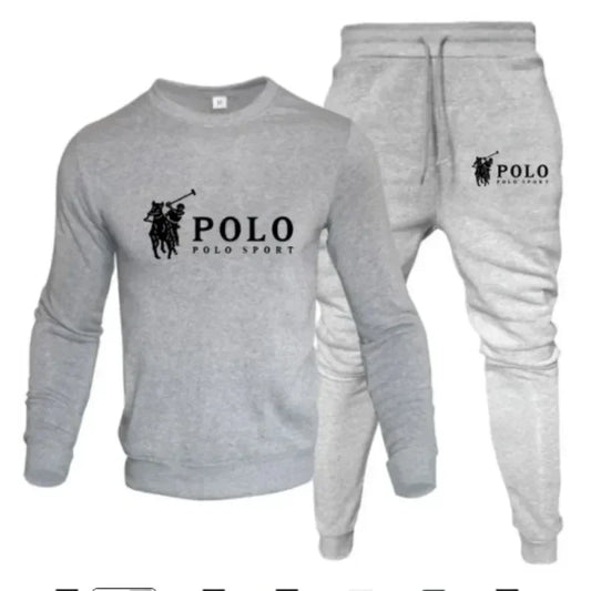 Men's autumn and winter set of round-neck sweatshirts and jogging pants, fashionable for autumn and winter, fitness and casual