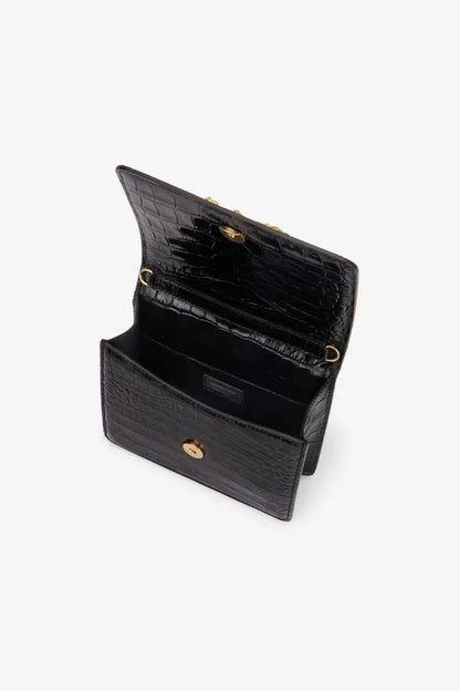 Roar Croc Embossed Handbag Women Genuine Crocodile Scale-effect Leather Signature Tiger Motif Crystal Embellishment Shoulder Bag