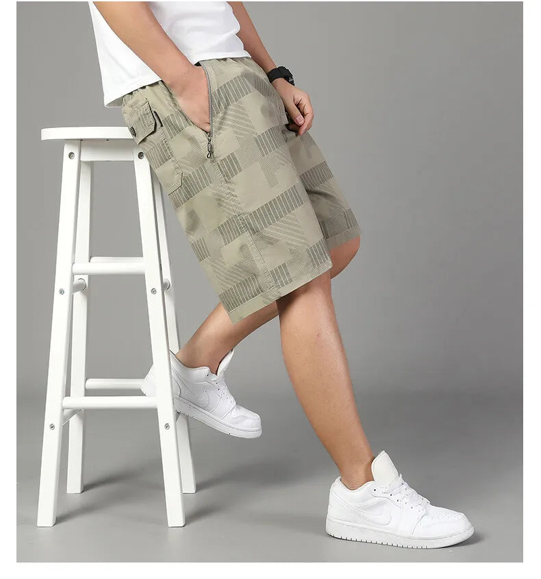 Big Size Men's Casual Shorts Summer Light Weight Shorts Outdoor Sports Cool Breathable Beach Relaxed Fit Cotton Cargo Shorts