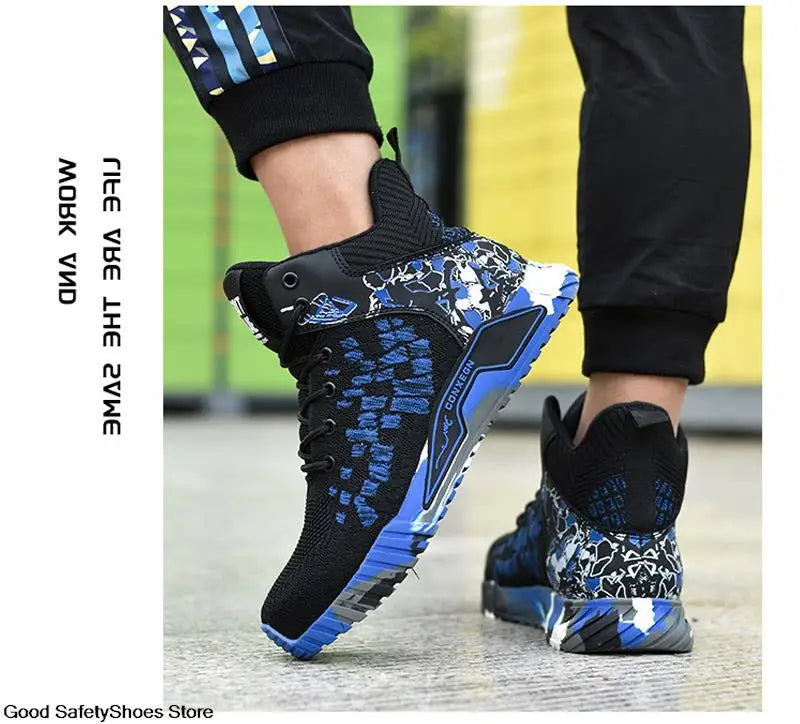 Work Safety Boots Men Work Shoes Steel Toe Safety Shoes Men lightweight Indestructible Boots Anti-puncture Work Sneakers Male