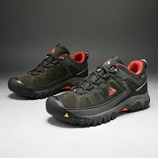 High Quality Men Hiking Shoes Durable Leather Climbing Shoes Outdoor Walking Sneakers Rubber Sole Factory Outlet