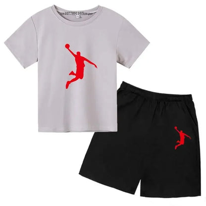 Basketball Idol Print Kids Summer Casual 2pcs T-shirts+Pants Sports Suits 3-13 Years Boys Girls Leisure Outfits Children Clothes