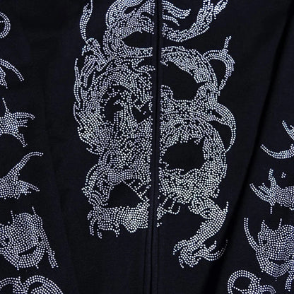 Y2K Rhinestone Cobweb Zip Up Oversized Sweatshirt 2022 Autumn Goth Hoodie Men Women Grunge Hooded Jacket Streetwear Y2K Clothing