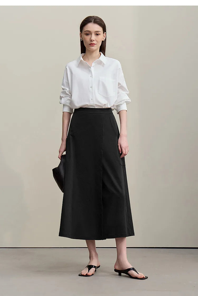 Women's A-Line Skirt 2026 Summer New Textured Relaxed Pocket Midi Culottes Versatile Casual Style Skirt For Women 12622124