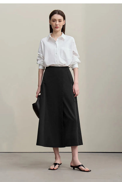 Women's A-Line Skirt 2026 Summer New Textured Relaxed Pocket Midi Culottes Versatile Casual Style Skirt For Women 12622124