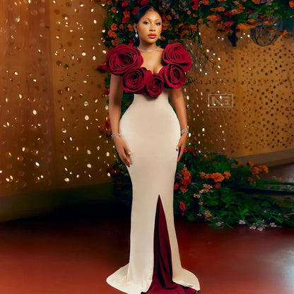 Customized Prom Dresses Flower V-Neck Mermaid Evening Dress Sleeveless Exquisite High Quality Formal Wedding Party Gown Women