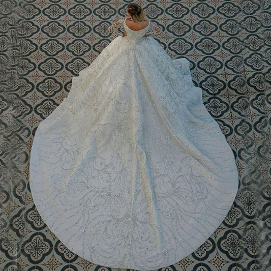 Customized Luxury Crystals Beading Wedding Dresses 2026 Arabic Dubai Glitter Sequined Ball Gown Bridal Gowns Vestidos De Novia
