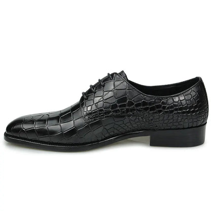 Top Grade Mens Genuine Leather Shoes Dress Party Shoes Men's Fashion Alligator Printing Luxury Zapatos De Hombre Genuine Leather
