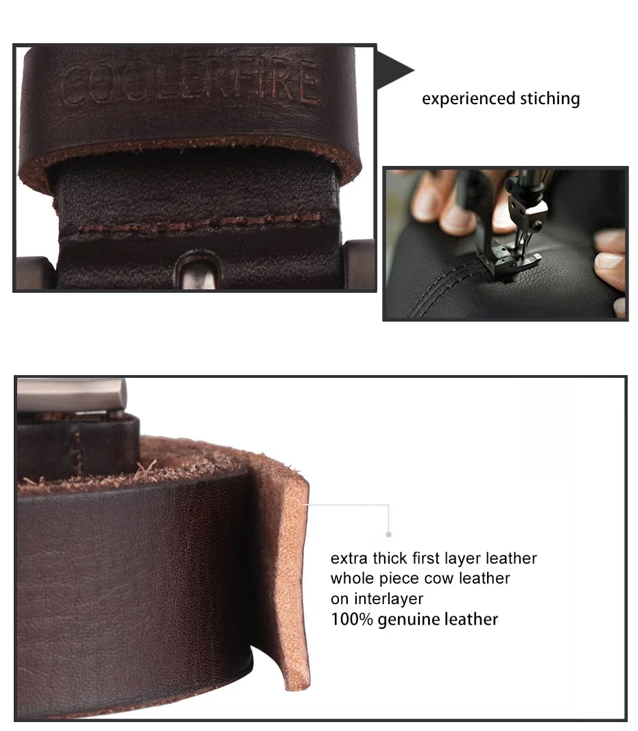 Genuine Leather Belt For Man 100% Real Genuine Cowskin Top Layer Leather Men Belts Designer Fashion High Quality Waistband TM053