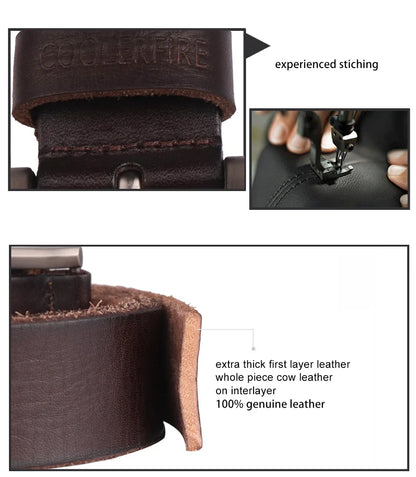 Genuine Leather Belt For Man 100% Real Genuine Cowskin Top Layer Leather Men Belts Designer Fashion High Quality Waistband TM053