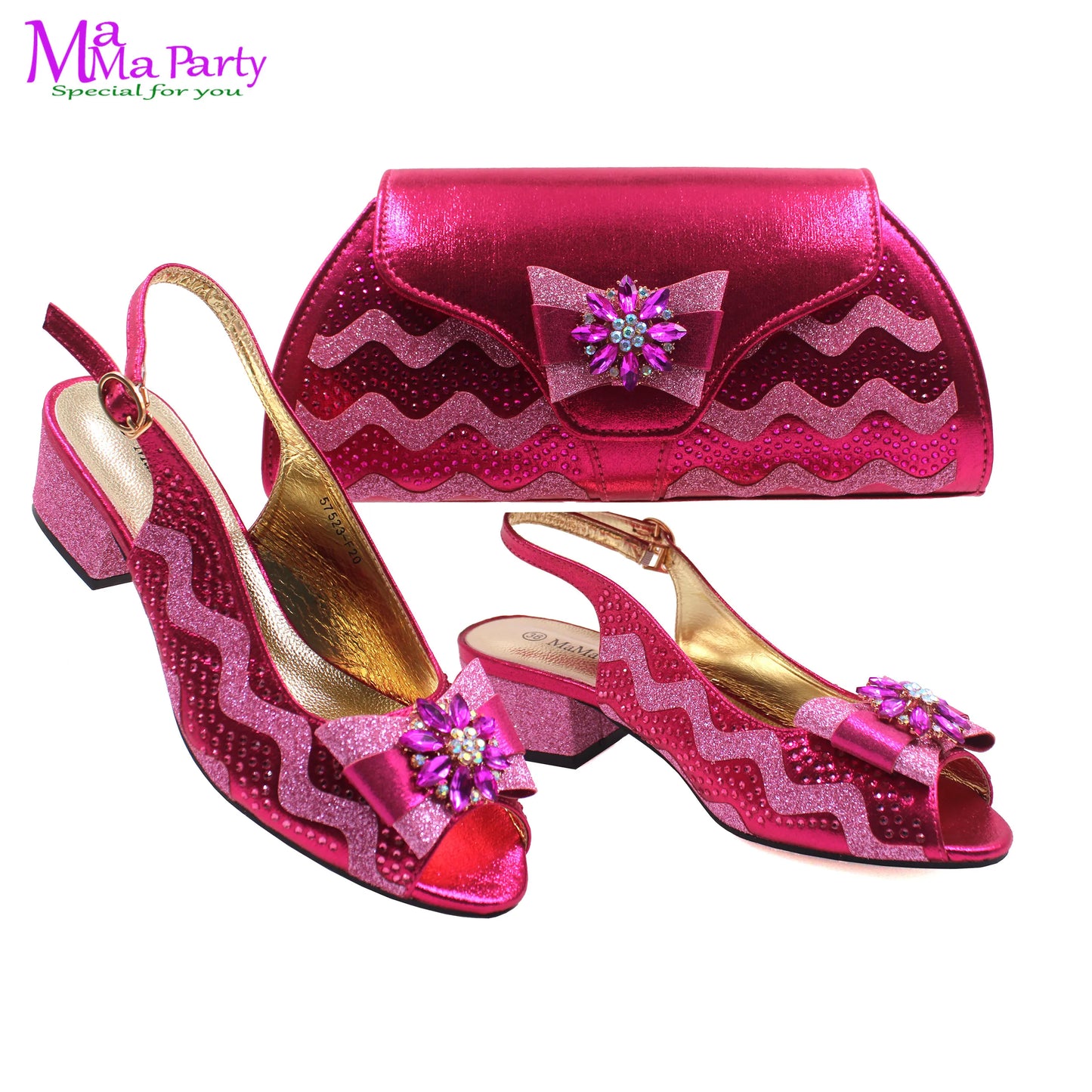 Wine Color New Arrivals High Quality Specials Design Italian Women Shoes and Bag  with Crystal for Wedding Party