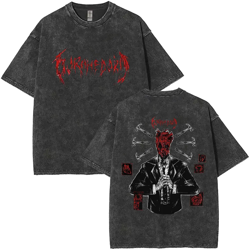 Anime Dorohedoro Kaiman Washed T-Shirt Men's Women Clothing Hip Hop Gothic Y2k T-Shirt Oversized Short Sleeve Cotton Tees Tops