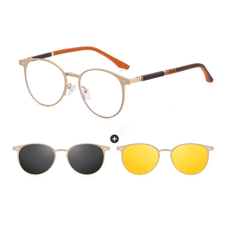 New Style 3 In 1 Metal Magnet Clip On Polarized Sunglasses Men Women Luxury Brand Design Sun Glasses Frame Eyewear UV400