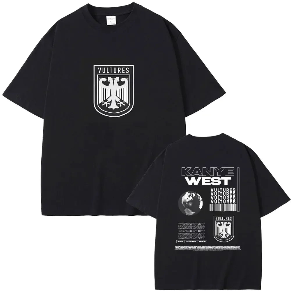 Rapper Kanye West Vultures New Music Album Graphic T Shirts Men Women Hip Hop Fashion Oversized T-shirts Male 100% Cotton Tshirt