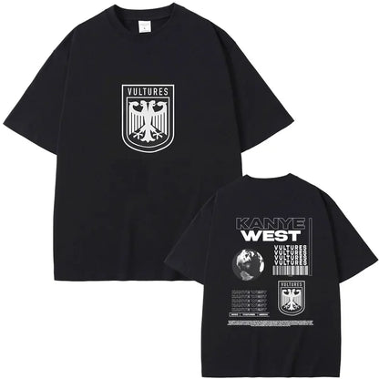 Rapper Kanye West Vultures New Music Album Graphic T Shirts Men Women Hip Hop Fashion Oversized T-shirts Male 100% Cotton Tshirt
