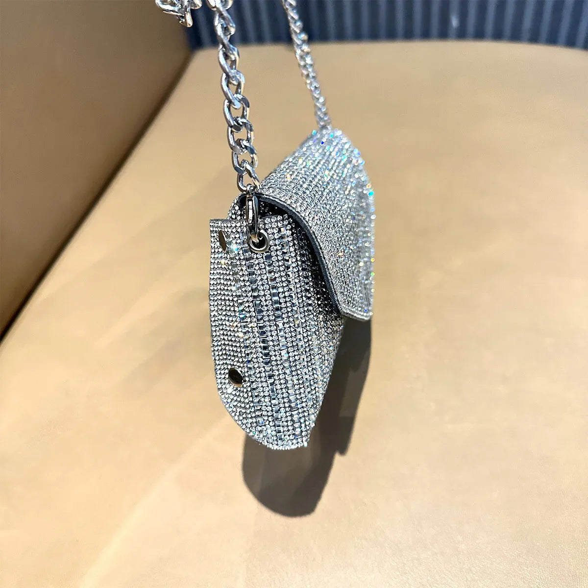 Rhinestones Bag for Women 2024 Mini Purses and Handbags Clutch Wallets Ladies PU Leather Chain Party Evening Shoulder Bag
