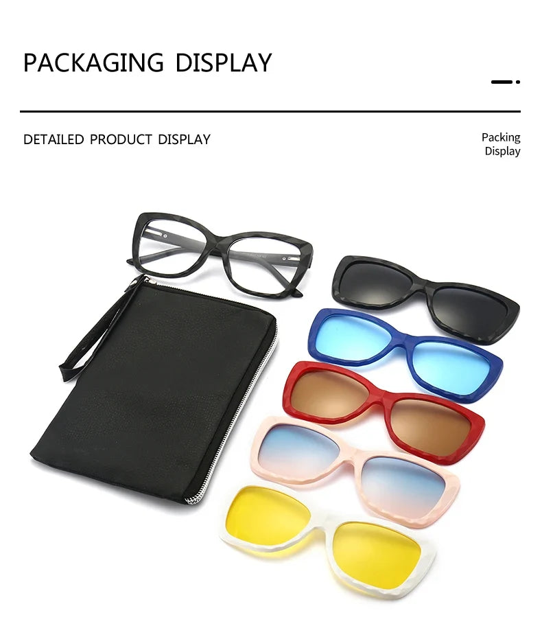 Cycling Polarized Sunglasses 6 In 1 Sets TR90 Anti-Glare Men Magnet Sunshade High Quality Colorful Clip On Sun Glasses UV400