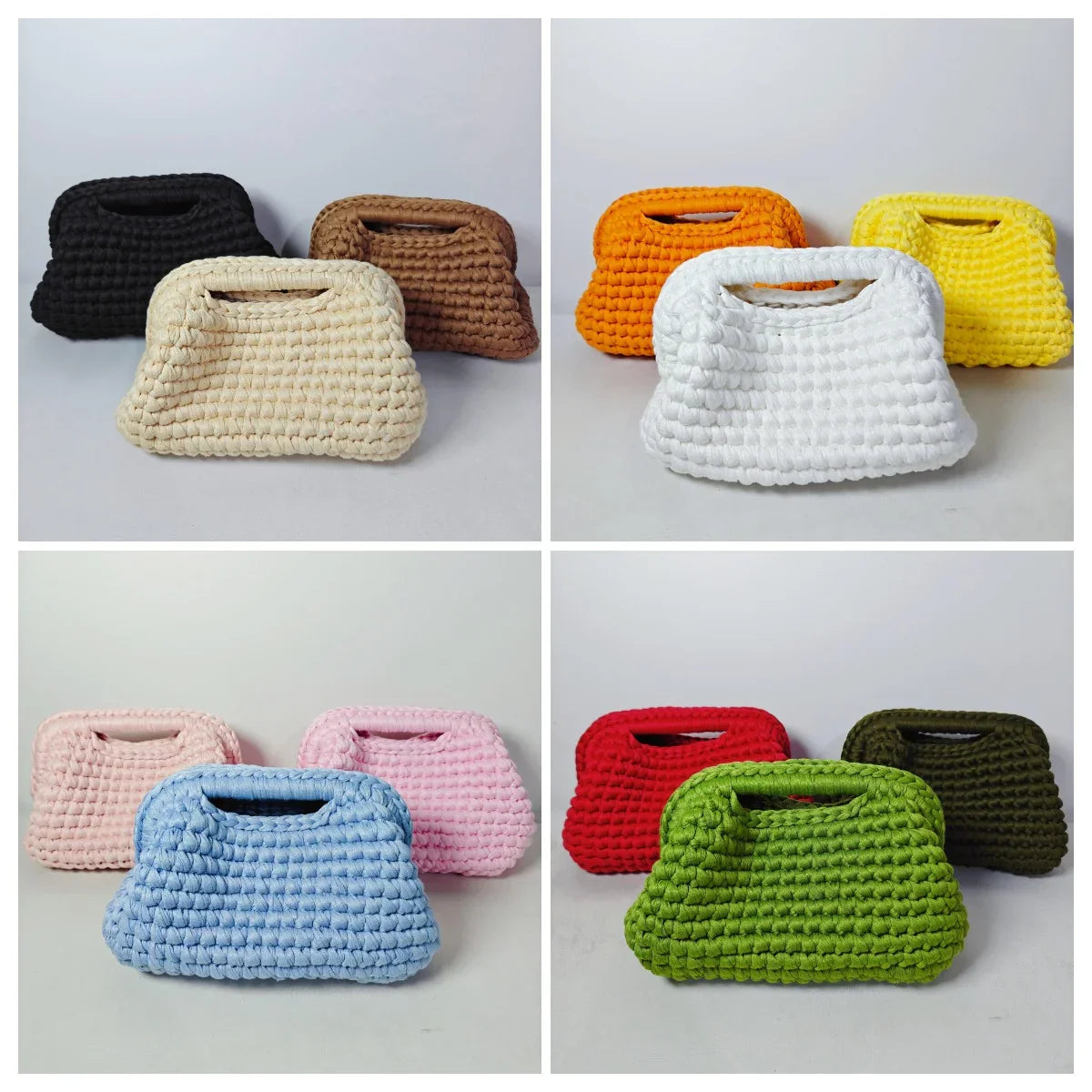 Yingzi Small Crochet Cluth Bag with Handle Handmade Evening Bag Makeup Bag