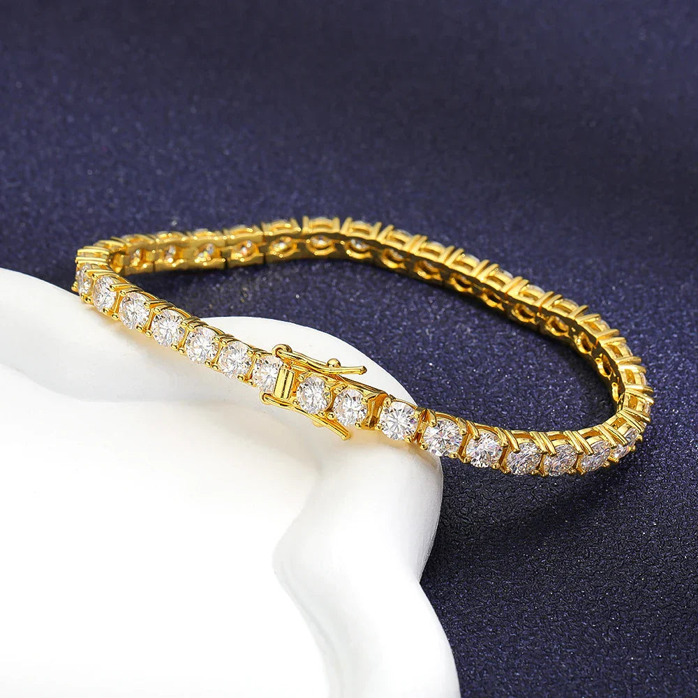 Real D Color Full 2/2.5/3/4/5/6.5mm Moissanite Tennis Bracelet For Women S925 Plated 18K Rose Gold Diamond Link Bracelets