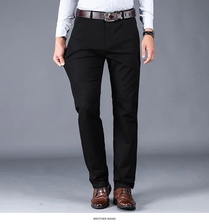 4 Colors 98% Cotton Casual Pants Men 2024 New Classic Style Straight Loose High Waist Elastic Trousers Male Brand Clothes