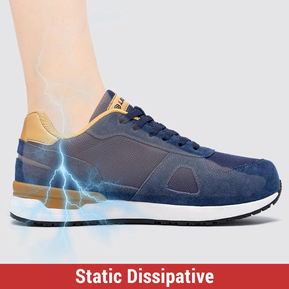 Men Steel Toe Shoes Antistatic Safety Shoes Women Composite Breathable Slip On Work Sneakers Industries Protection