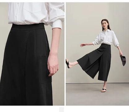 Women's A-Line Skirt 2026 Summer New Textured Relaxed Pocket Midi Culottes Versatile Casual Style Skirt For Women 12622124