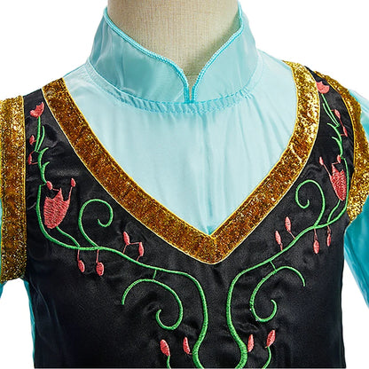 Kids Anna Cosplay Clothing Little Girls Christmas Halloween Gown Kids Party Red Cloak Costume Dance Long Sleeve Princess Dresses