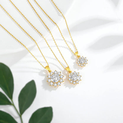 Sunflower 18K Gold Moissanite Pendant Women Wedding Lab Diamond Necklace Charm for Engagement Party Bridal Jewelry Accessorise