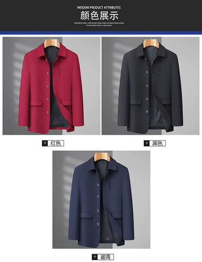 Men's Turn-down Collar Button Jacket Business Casual Outerwear for Male