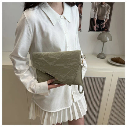 Fashion Women Clutch Soft PU Leather Solid Color Evelope Bag Wristlet Bags Female Small Handbags Day Clutches Evening Party Bags