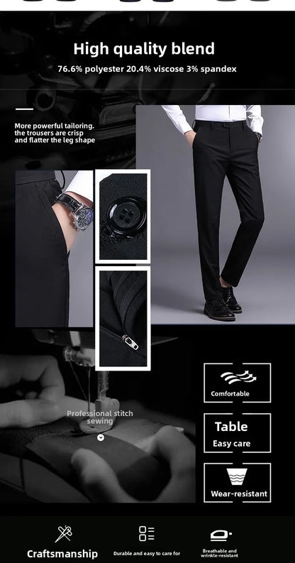 Top Grade New Brand Fashion Relax Fit Suit Pant Office Trousers For Men Dress Pants Business Straight Trousers Men's Clothing