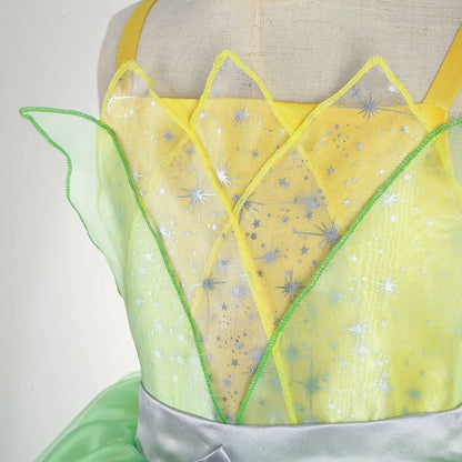 Toddler Birthday Party Green Dress Children's Day Tiana Inspired Delicate Princess Frock Girls Fairy Tale Gown Halloween Apparel