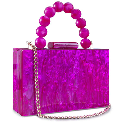 Beading Handbag Marble Acrylic Luxury Box Clutch Evening Bags Wedding Party Chain Shoulder Bag Dinner Dress Purse Festival Gift