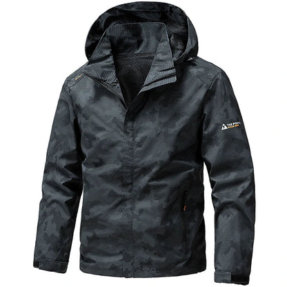 Softshell Outdoor Jacket Men Zip Up Hooded Waterproof Jacket Hiking Camping Windbreaker Lightweight Spring Autumn Coats